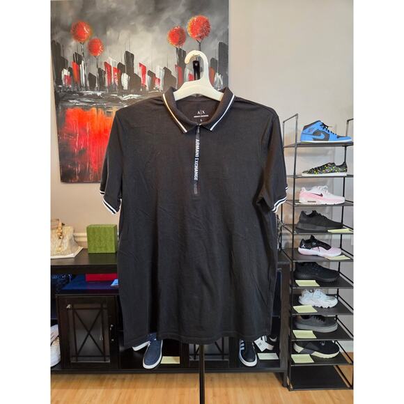 Armani Exchange Zip Up Polo Shirt - Picture 1 of 1